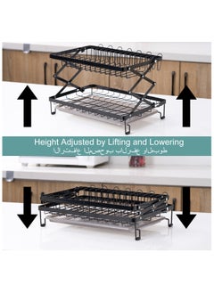 LKTOCAFT Liftable and Adjustable Design 2 tier Dish Drying Racks, Stainless  Dish Drying Stand, Stable Dish Racks for Kitchen Storage(Gold)  - Image 2