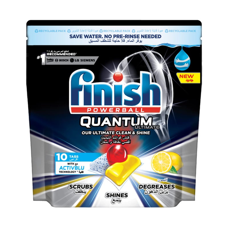 Finish Dishwasher Detergent Tablets, Quantum Max, 10s - Image 1
