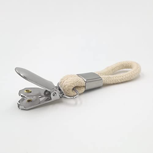 Kirmoo Tea Towel Clips for Hanging with Loop Cotton Metal Cloth Hook Clip Hangers for Home Storage Kitchen Towel Hooks Holder Beige-Set of 4 (4) - Image 2