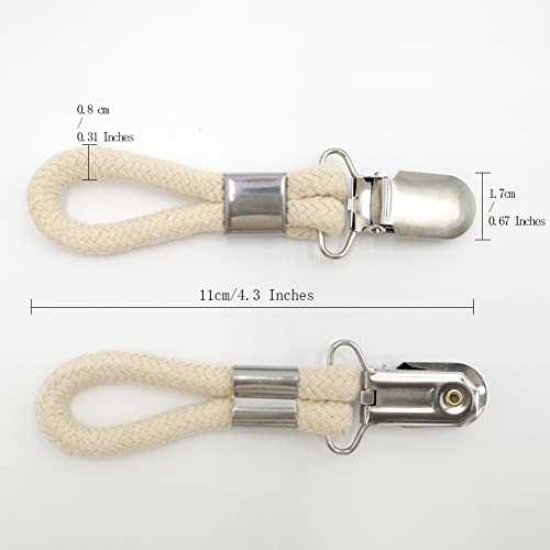 Kirmoo Tea Towel Clips for Hanging with Loop Cotton Metal Cloth Hook Clip Hangers for Home Storage Kitchen Towel Hooks Holder Beige-Set of 4 (4) - Image 3