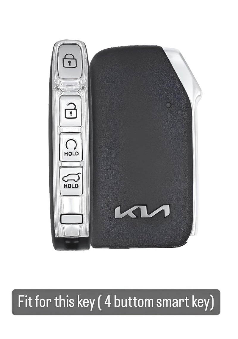 Auto Thrill Premium Metal Key Cover for Kia Seltos 2024/2023 Facelift HTX, Carens X Line, Sonet Facelift - 4 Button Smart Key (Black) - Image 3