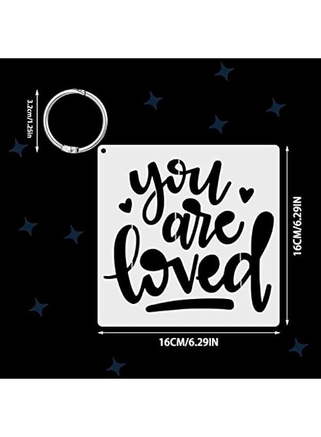 Arabest 16 Pieces Inspirational Word Stencil Motivational Quote Reusable Polyester Film Template Stencils with Open Ring for Crafts Painting on Wood Drawing Wall Home Decor Gift 6.3 x 6.3 Inches  - Image 2