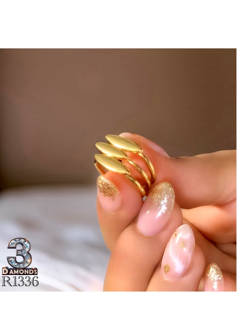 3Diamonds - Women's Ring, Gold Plated, High Quality With Sparkling Zircon - Image 1