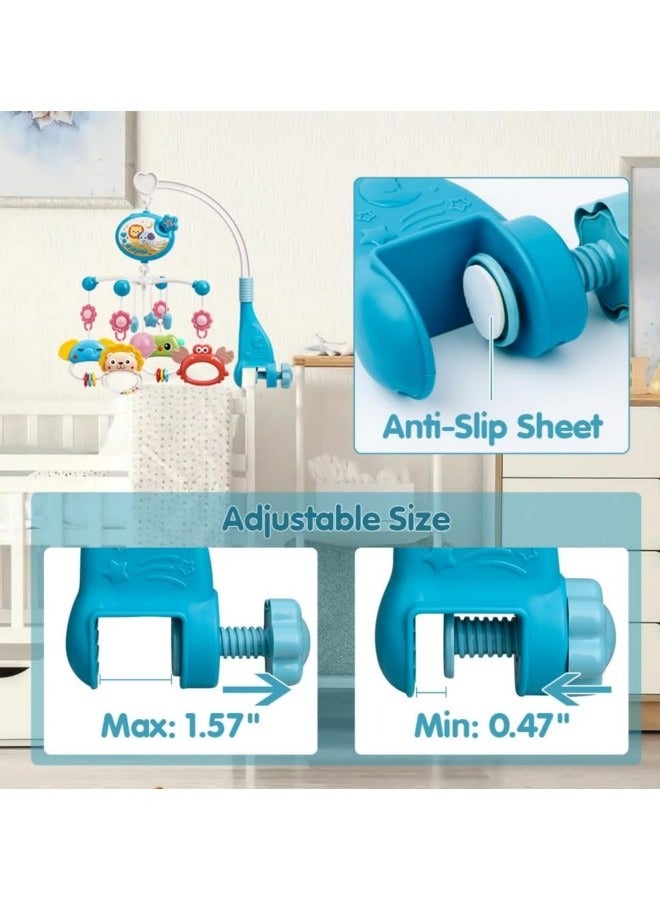 Crib Bell Toy,Baby Crib Mobile with Remote Control,360°Rotation Remote Control Musical Mobile for Crib,Star Projector Timing Function,Rotating Hanging Rattles Toys,for Toddler Sleep (Blue)  - Image 3