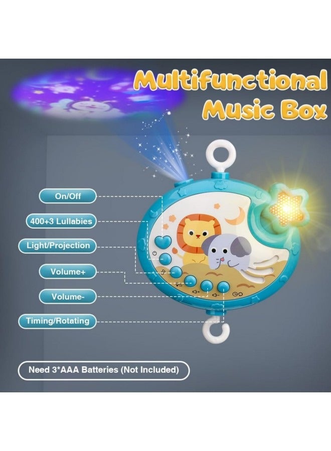 Crib Bell Toy,Baby Crib Mobile with Remote Control,360°Rotation Remote Control Musical Mobile for Crib,Star Projector Timing Function,Rotating Hanging Rattles Toys,for Toddler Sleep (Blue)  - Image 4