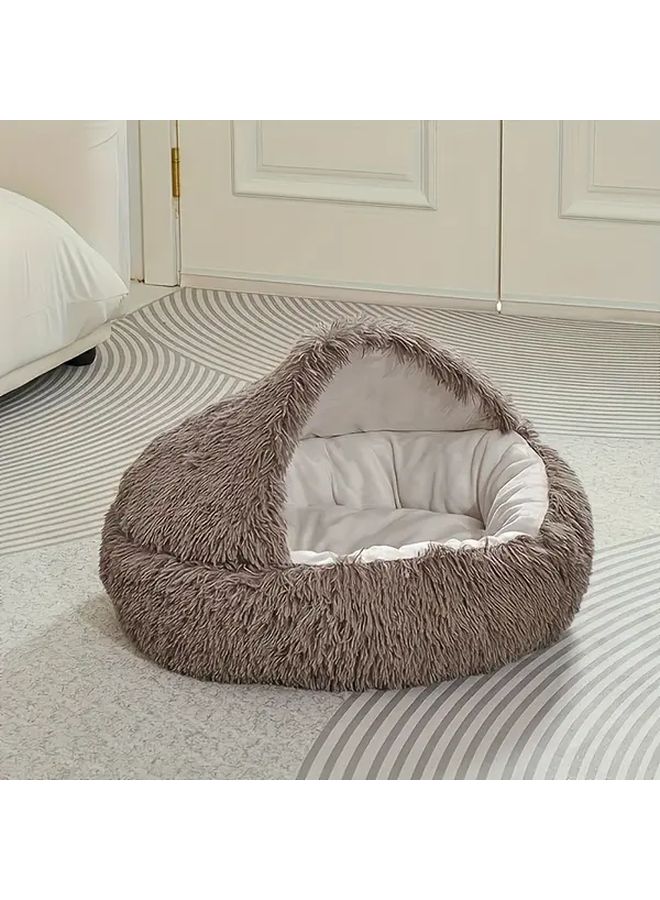 Green Quilted Plush Cat Bed With Removable Cover And Fleece Lining 15.75inch - Image 5