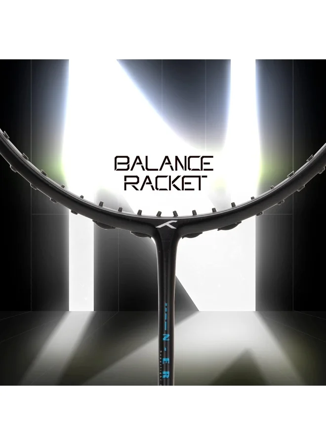 HUNDRED N-Ergy 80 Carbon Fibre Unstrung Badminton Racket With Full Racket Cover For Intermediate Players (80G, Maximum String Tension - 32Lbs)