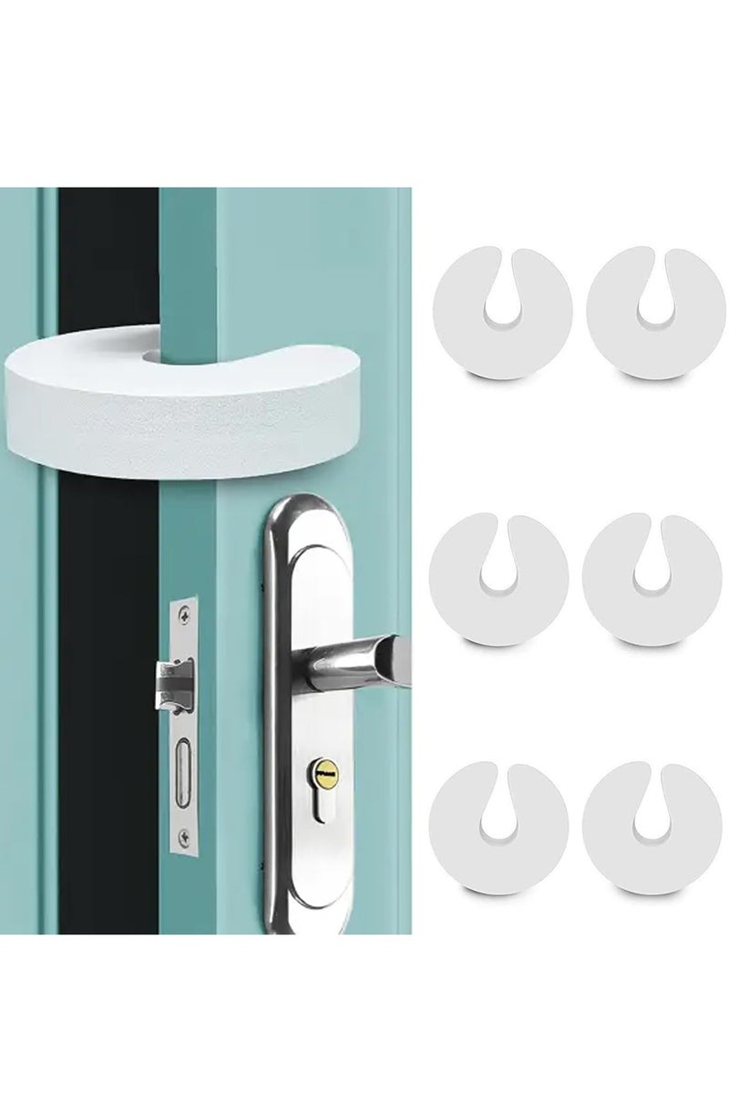 6 Pack Child Safety Door Guard, Soft Durable Foam Door Stopper, Prevents Finger Injuries & Slamming, for Home, Kids, Pets for All Doors (White) - Image 1