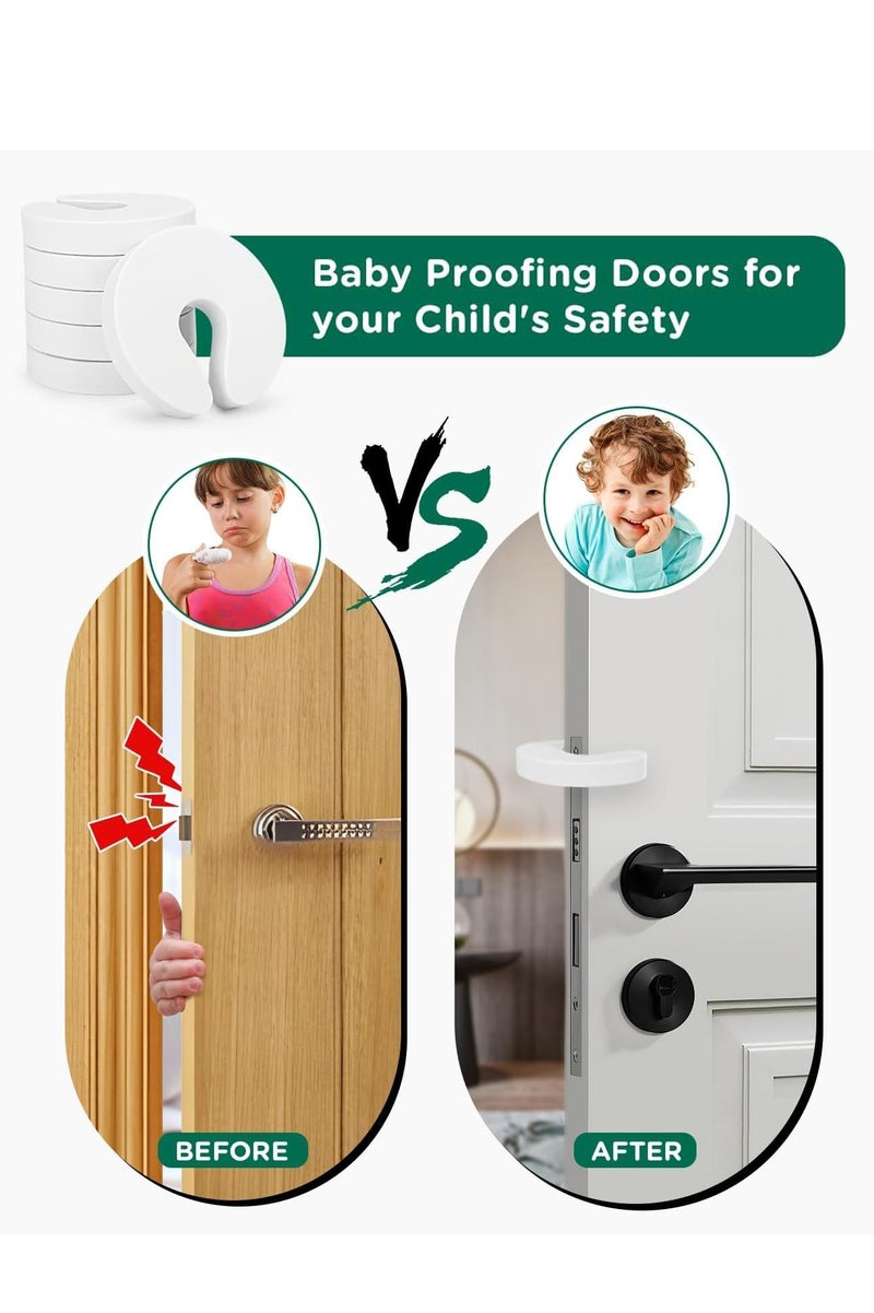 6 Pack Child Safety Door Guard, Soft Durable Foam Door Stopper, Prevents Finger Injuries & Slamming, for Home, Kids, Pets for All Doors (White) - Image 2
