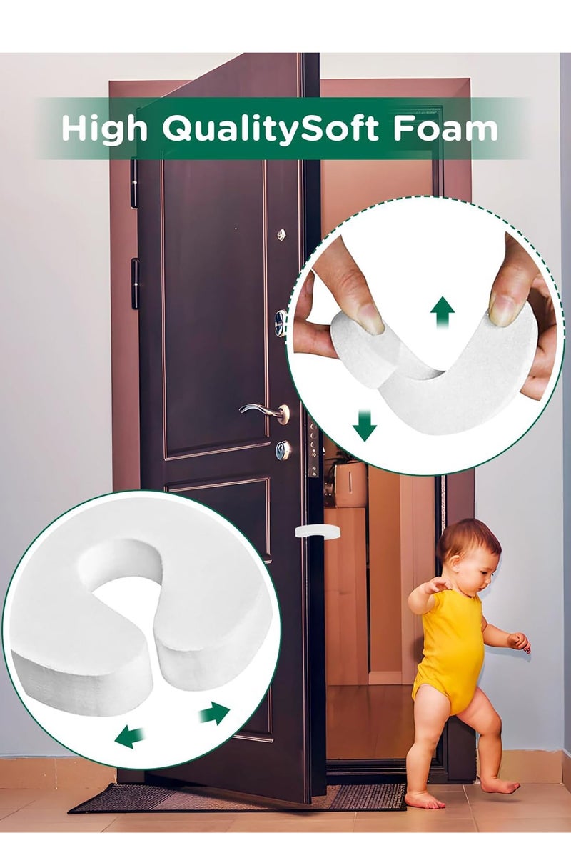 6 Pack Child Safety Door Guard, Soft Durable Foam Door Stopper, Prevents Finger Injuries & Slamming, for Home, Kids, Pets for All Doors (White) - Image 3