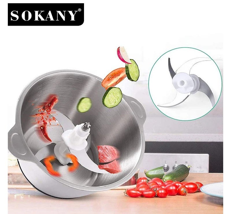 sokany Sukani stainless steel chopper, 400 watts, 2 liters, SK-7020N - Image 2