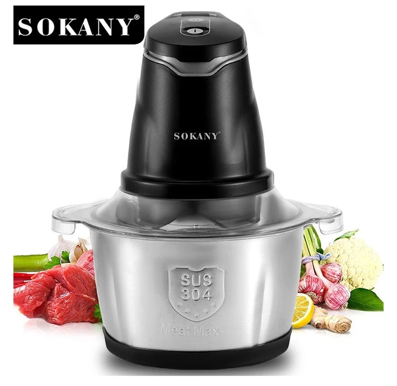 sokany Sukani stainless steel chopper, 400 watts, 2 liters, SK-7020N - Image 1