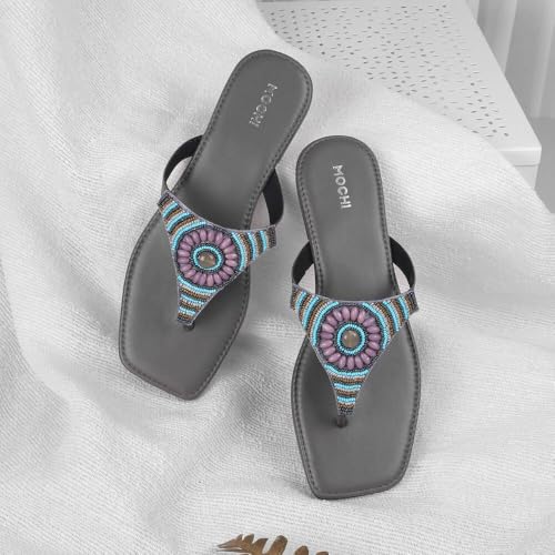Mochi Women Grey Flat Slip-on Ethnicwear UK/5 EU/38 (32-1051) - Image 2