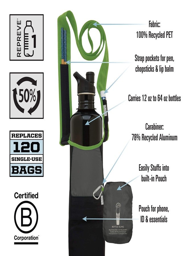 ChicoBag rePETe Water Bottle Sling w/Strap, Carabiner Clip, Built-In Pouch, & Convenient Pockets | Eco-Conscious | Perfect for Walks, Hikes, Outdoor Festivals | Limestone (Pack of 2) - Image 4