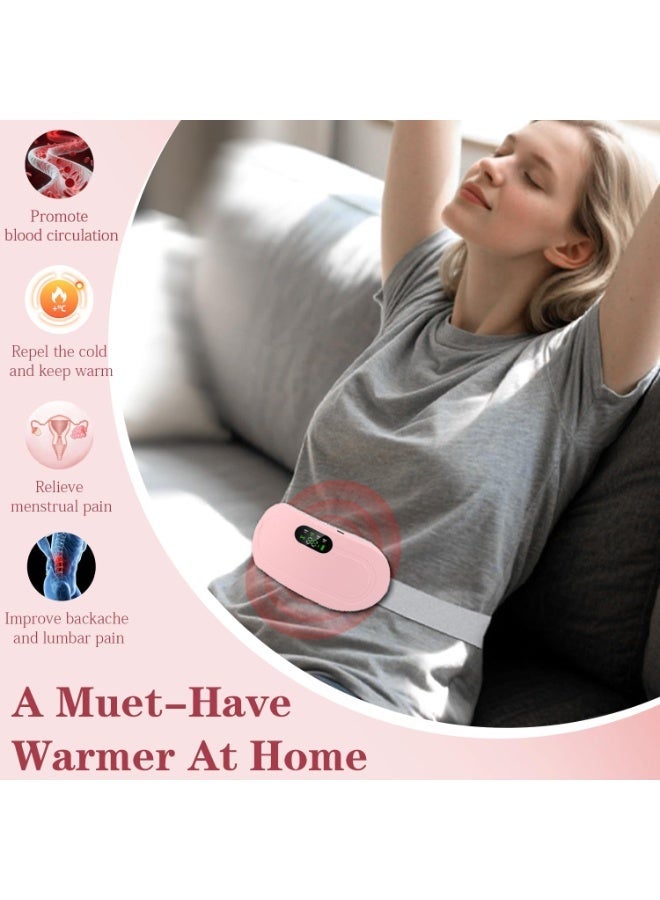 Generic Rechargeable Heating Pad for Period Cramps, Portable Cordless Electric Heat Wrap for Abdominal and Back Comfort, Wearable Heating Belt with 3 Heat Levels and 4 Vibration Massage Modes, Fast Heating Menstrual Care Pad for Women and Girls, Pink - Image 5
