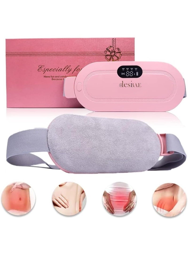 Generic Rechargeable Heating Pad for Period Cramps, Portable Cordless Electric Heat Wrap for Abdominal and Back Comfort, Wearable Heating Belt with 3 Heat Levels and 4 Vibration Massage Modes, Fast Heating Menstrual Care Pad for Women and Girls, Pink - Image 2