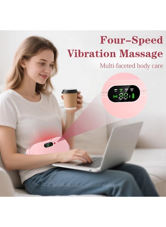 Generic Rechargeable Heating Pad for Period Cramps, Portable Cordless Electric Heat Wrap for Abdominal and Back Comfort, Wearable Heating Belt with 3 Heat Levels and 4 Vibration Massage Modes, Fast Heating Menstrual Care Pad for Women and Girls, Pink - Image 4
