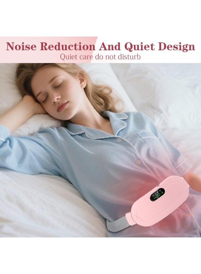 Generic Rechargeable Heating Pad for Period Cramps, Portable Cordless Electric Heat Wrap for Abdominal and Back Comfort, Wearable Heating Belt with 3 Heat Levels and 4 Vibration Massage Modes, Fast Heating Menstrual Care Pad for Women and Girls, Pink - Image 3