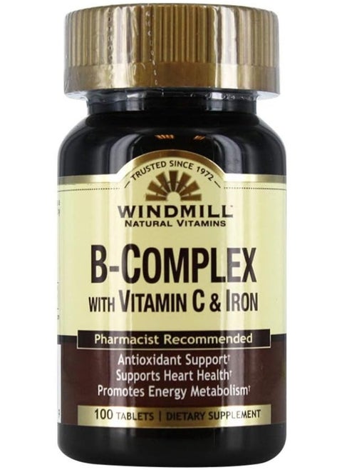 B Complex Tablets With Vitamin C And Iron Supplement Ea 100