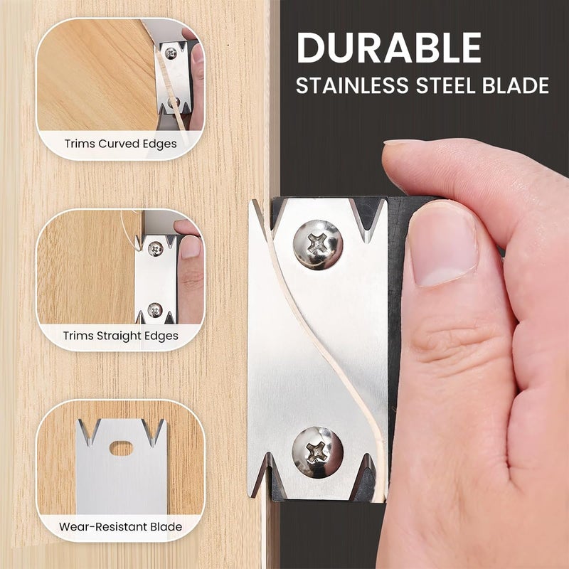 Serplex ® 2PCS آلة تقليم حواف وبلانر يدوي، شفرة من الفولاذ المقاوم للصدأ، بلانر حواف مزدوج الرأس لقطع الزوائد، التحدب وإزالة الزوائد، أداة محمولة للأعمال الخشبية والحرف الجلدية، آلة حواف مدمجة - Image 4