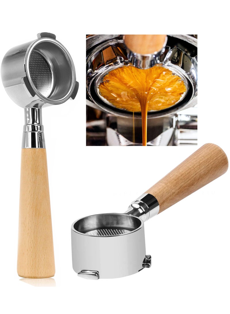 OMRAN CART 58mm 3 Ears Portafilter Bottomless Wooden handle with 18g Basket and Compatible with Hibrew H7, H7A, H10A, H10 Plus Barsetto, Calphalon Temp IQ, CASABREWS, Neutron Pro, Breville Barista Mini/Max - Image 1