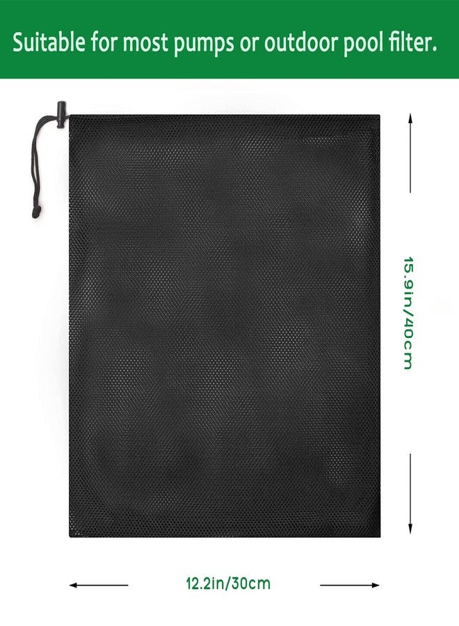 Hecaty 2 Pcs 12.2" x 15.9" Pump Barrier Bag, Pond Pump Filter Bag, Black Media Bag Large Pump Mesh Bag for Outdoor Water Ponds Filters (2Pcs-12.2"x 15.9") - Image 2