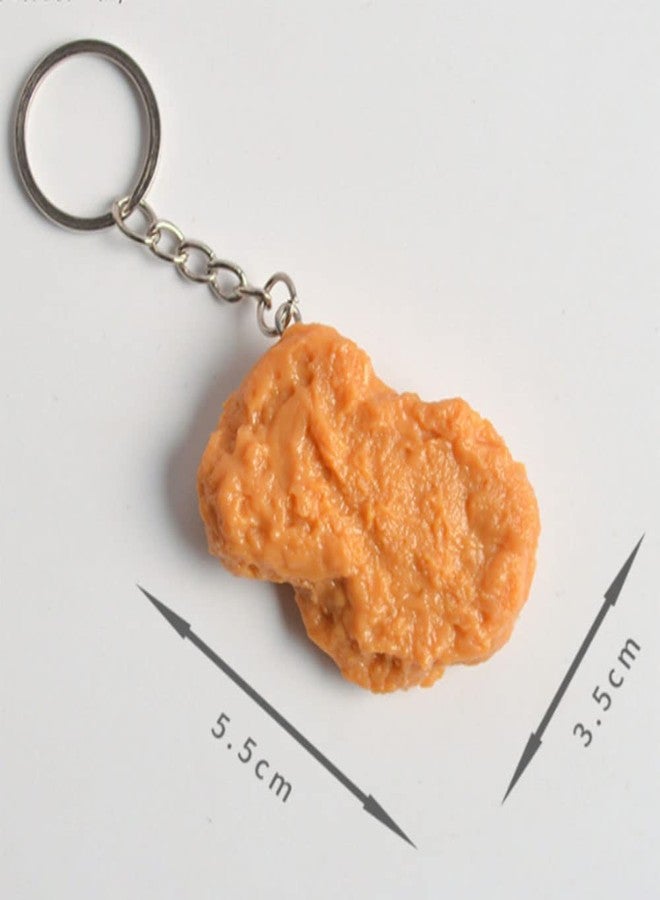 GTONEE Handmade Keychain Imitation Chicken Nuggets Keychain Kids Toy Foods Props Novelty Key Chain Men And Women Keyring 2pcs - Image 2