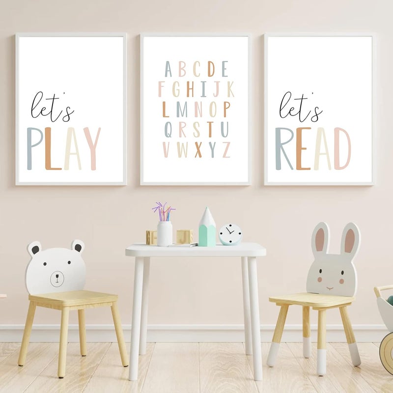 Joocrise Kids Playroom Wall Art Decor UNFRAMED, Room Prints Artwork Children Canvas Art, Lets Read Play Toddler Kid Pictures 16x24 Inch, Set of 3 - Image 5