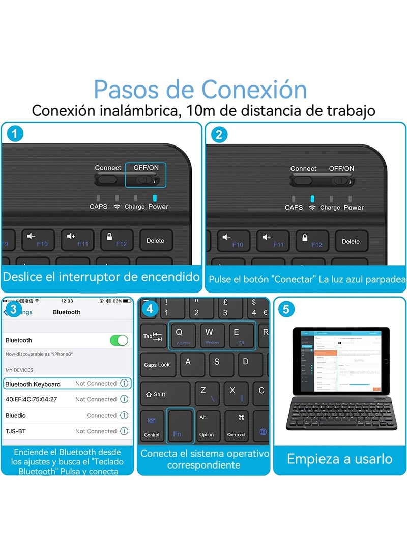 Wireless Keyboard, Mini Portable Bluetooth Keyboard, Ultra Slim Quiet Ergonomic Keyboard with Rechargeable Battery for iOS, Android and Windows  - Image 2