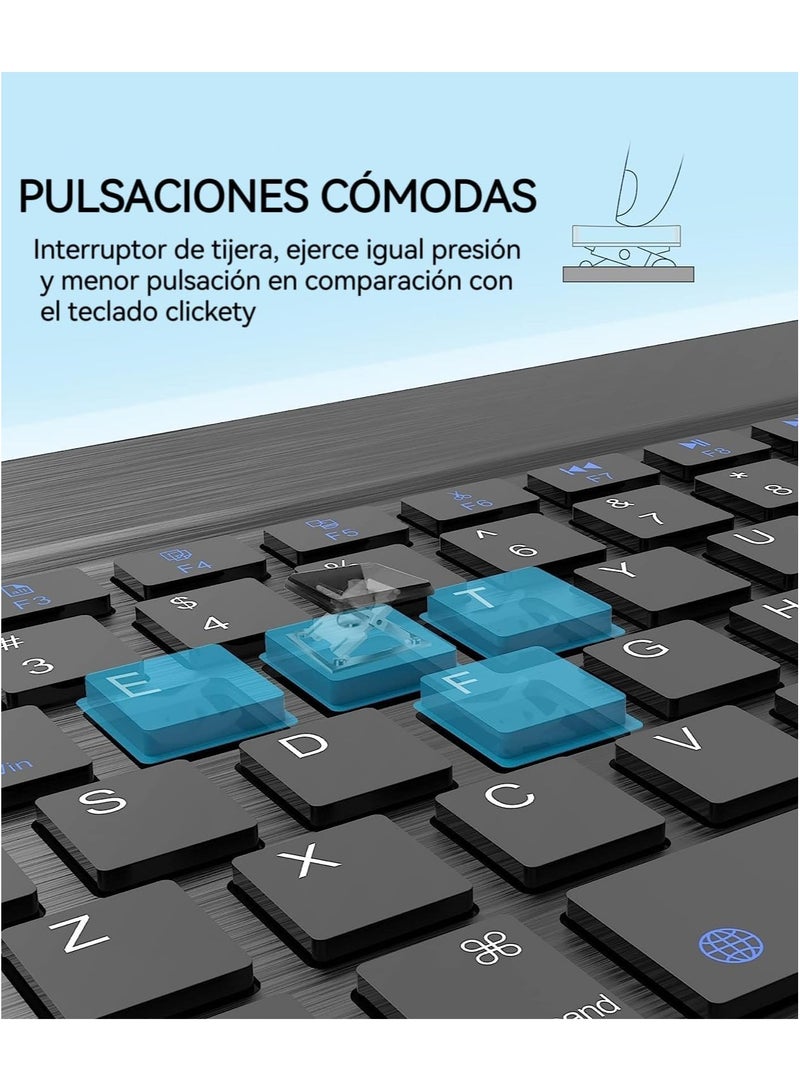 Wireless Keyboard, Mini Portable Bluetooth Keyboard, Ultra Slim Quiet Ergonomic Keyboard with Rechargeable Battery for iOS, Android and Windows  - Image 5