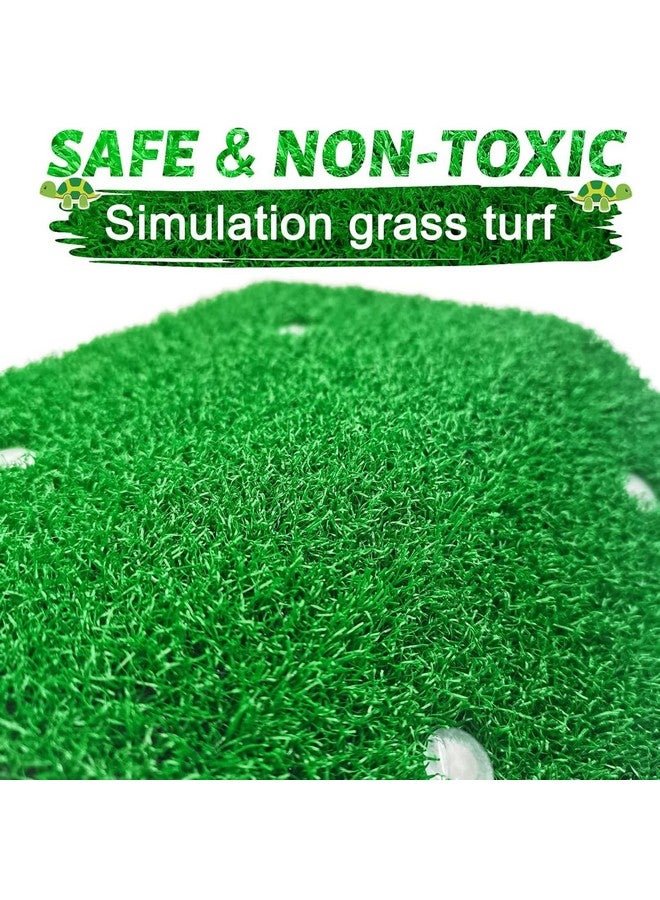 VAYINATO® Acrylic (CP-120) Turtle Basking Platform Simulation Grass Tortoise Resting Terrace with Artificial Lawns Turtle Ramp Climbing Ladder Decor with Suction Cup Tank by Petzlifeworld - Image 3