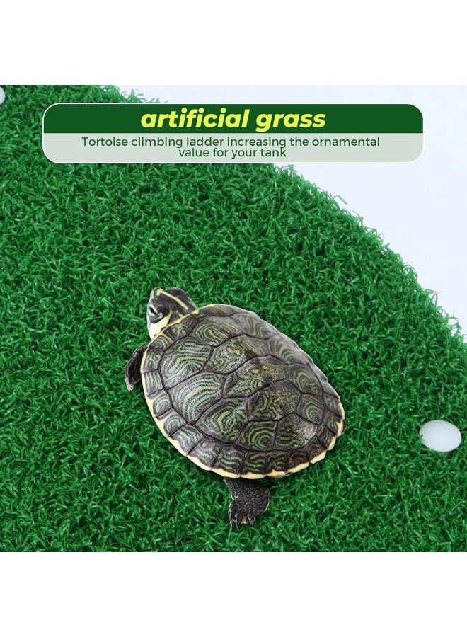 VAYINATO® Acrylic (CP-120) Turtle Basking Platform Simulation Grass Tortoise Resting Terrace with Artificial Lawns Turtle Ramp Climbing Ladder Decor with Suction Cup Tank by Petzlifeworld - Image 5