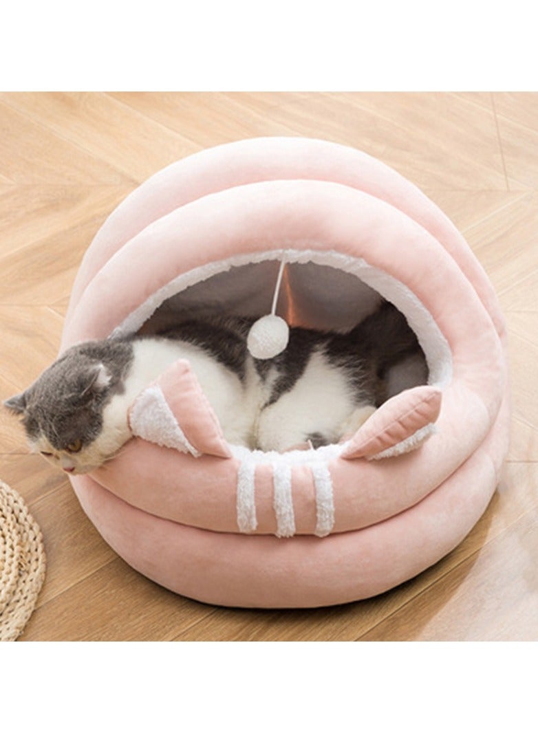 Generic Cat Bed for Indoor Cats, Pet Tent, Cave with Anti-Slip Base Semi-Enclosed Cat Bed with Hanging Toy Soft Pet Bed  - Image 1