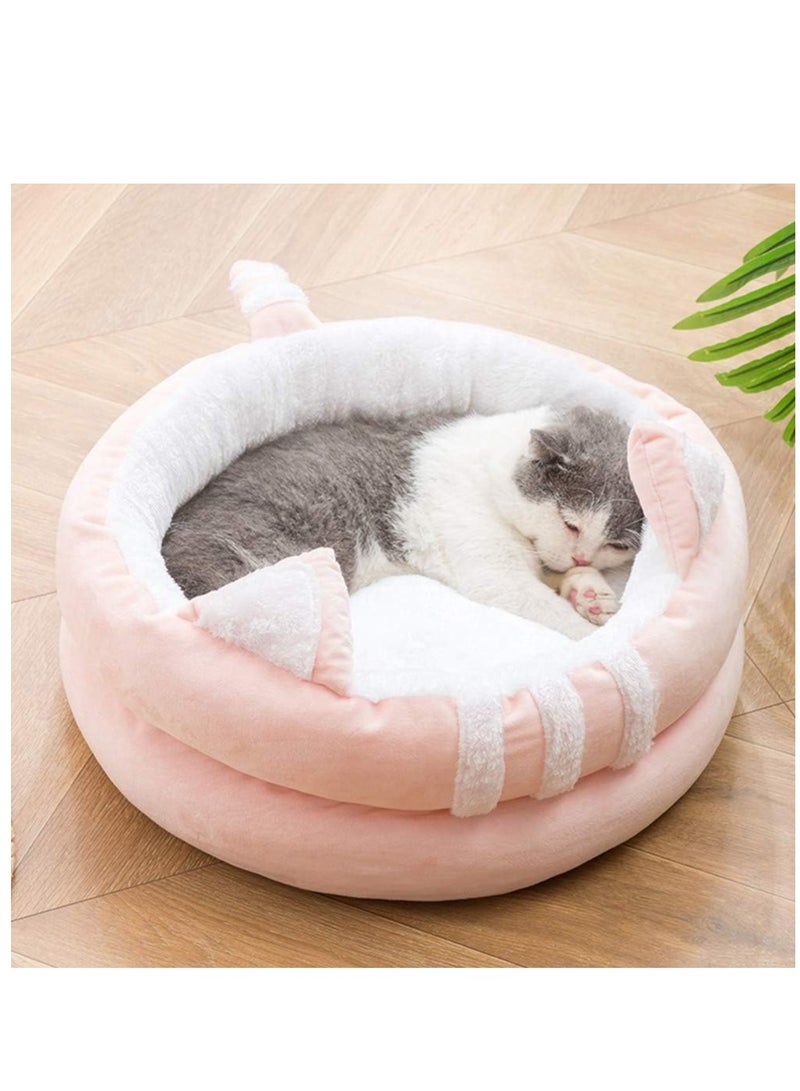 Generic Cat Bed for Indoor Cats, Pet Tent, Cave with Anti-Slip Base Semi-Enclosed Cat Bed with Hanging Toy Soft Pet Bed  - Image 2