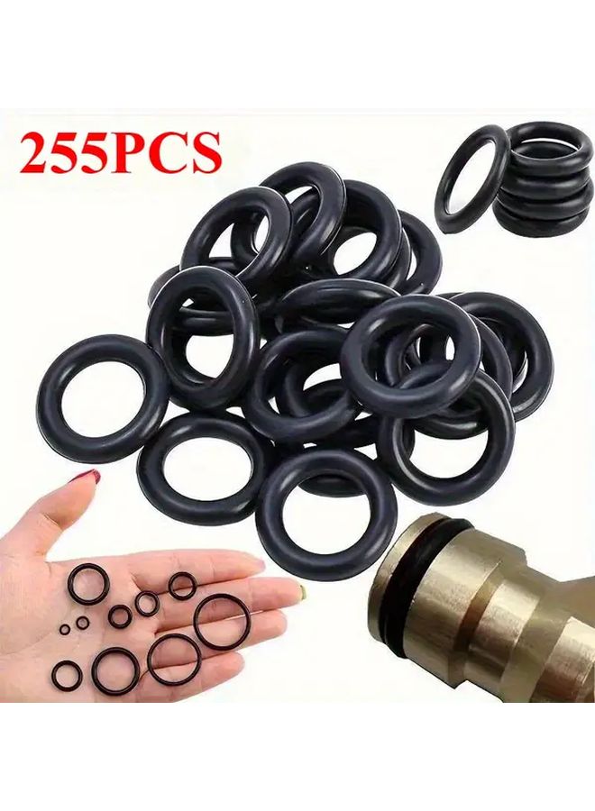 255pc O Ring Assortment Kit 18 Sizes Metric Nitrile Rubber Seal for Auto Plumbing Air Gas - Image 1
