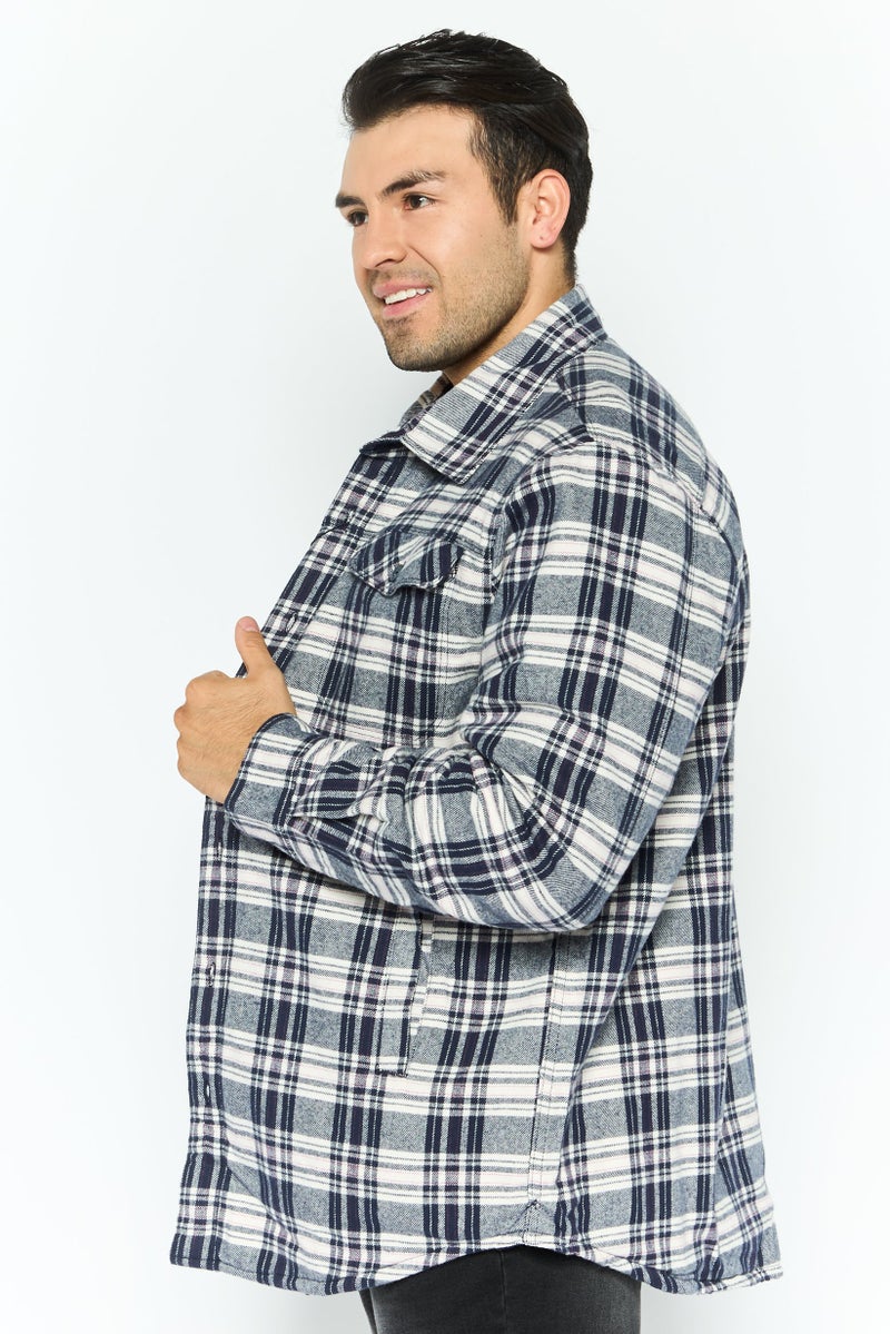 Rainforest Men Checkered Jacket Shirt, Navy - Image 4