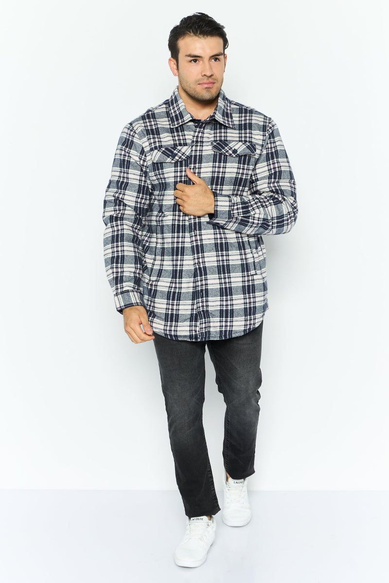 Rainforest Men Checkered Jacket Shirt, Navy - Image 2