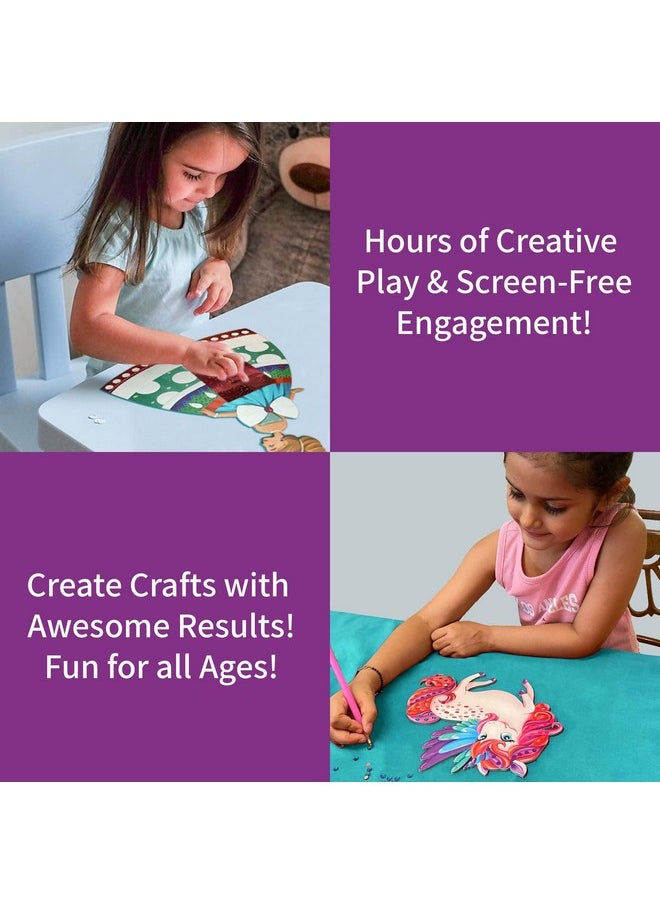 CHALK AND CHUCKLES - Chalk and Chuckles Art and Craft Kit, Sparkle & Shine Unicorn & Princess, Mess-Free Foil Art and Diamond Painting Set, Birthday Gift for Girls Ages 4,5,6,7,8,9 DIY Toys for Kids - Image 1