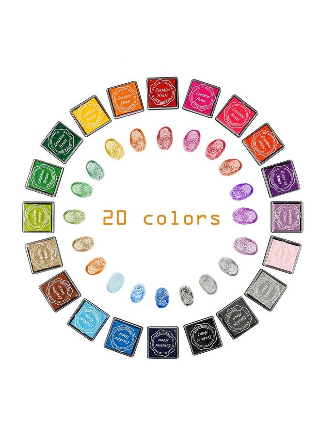 Lsushine - Craft Ink Pad Stamps Partner Diy Color 20 Colors Rainbow Finger Ink Pad For Kids (Pack Of 20) - Image 1