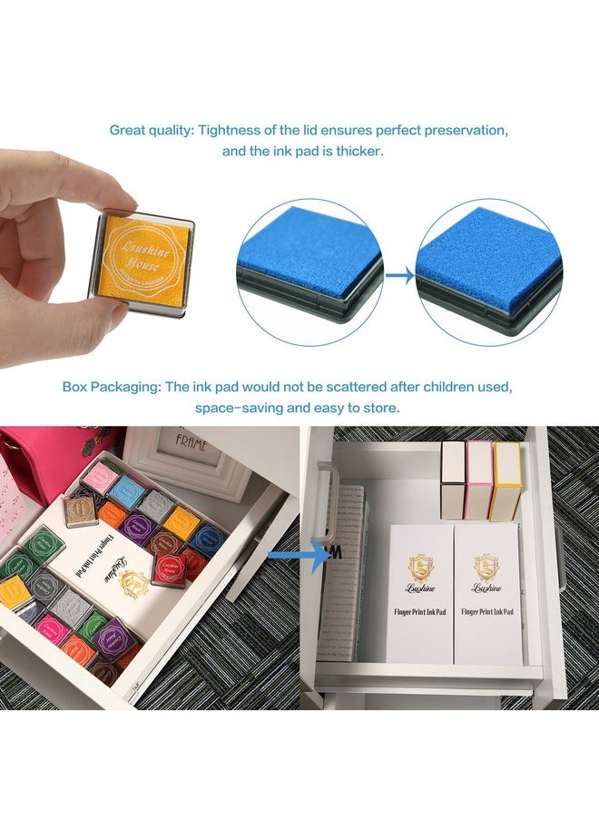 Lsushine - Craft Ink Pad Stamps Partner Diy Color 20 Colors Rainbow Finger Ink Pad For Kids (Pack Of 20) - Image 1