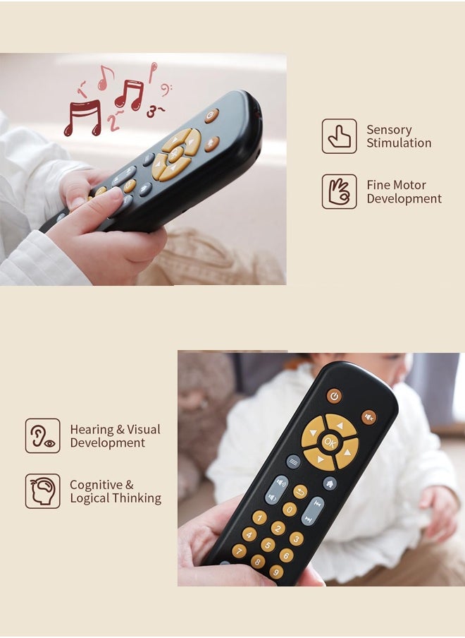 Baby TV Remote Control Toy with Light and Sound, Toddler Realistic Controller with 3 Languages, Early Educational Learning Musical Toys, Preschool Infant Boys Girls 6, 12, 18 Months, Black  - Image 3
