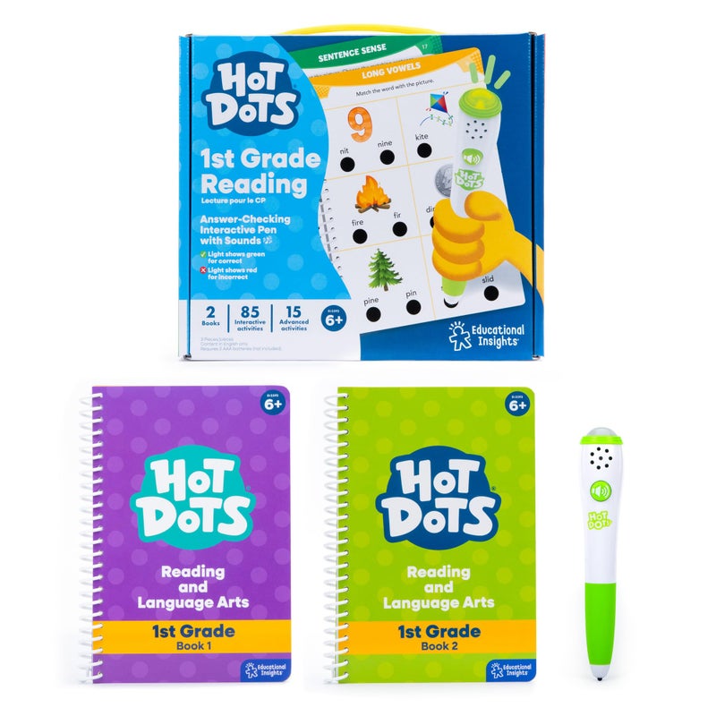 Educational Insights Hot Dots Jr. Let's Master 1st Grade Reading Set - 1st Grade Workbooks with Interactive Pen, Homeschool Learning Activities, Learn to Read Activity Books for Kids Ages 6+ - Image 1