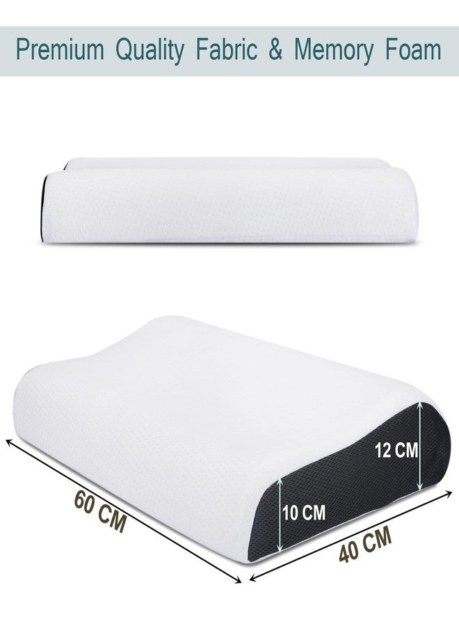AVI Memory Foam Pillow, Contour Cervical Pillow for Neck & Shoulder Pain - Orthopedic Pillow, Neck Cervical Sleeping Pillows for Side & Back Sleepers (White, 60x40x10/12 CM, Pack of 2) - Image 5