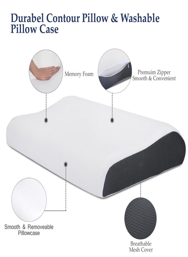 AVI Memory Foam Pillow, Contour Cervical Pillow for Neck & Shoulder Pain - Orthopedic Pillow, Neck Cervical Sleeping Pillows for Side & Back Sleepers (White, 60x40x10/12 CM, Pack of 2) - Image 4