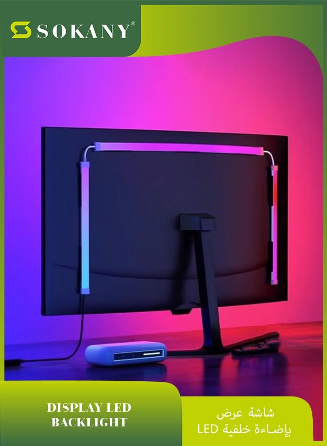 sokany Monitor Led Backlight 24 Inch Led Strip Lights Sync with Screen Color or Music RGB Computer Light Bar Behind Monitor Supports Pc or Mac  - Image 1