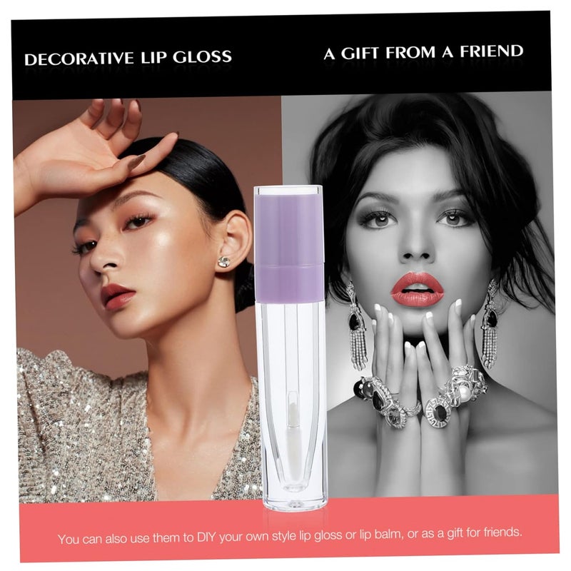 10pcs Empty Lip Gloss Tubes Wand Round Lip Balm Containers for Diy Gloss Making Portable and Refillable Bottles Light Purple - Image 2