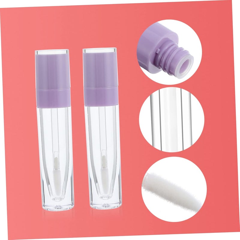 10pcs Empty Lip Gloss Tubes Wand Round Lip Balm Containers for Diy Gloss Making Portable and Refillable Bottles Light Purple - Image 4