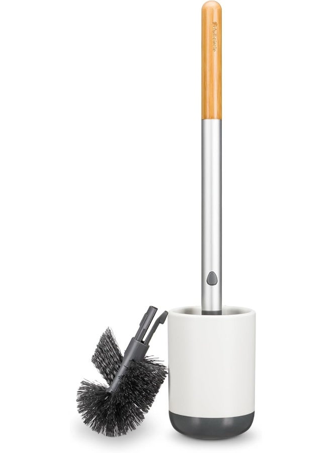 Full Circle Scrub Queen – Bathroom Toilet Brush with White Ceramic Holder – Toilet Cleaning Scrubber with Long Handle and Replaceable Head - Image 4
