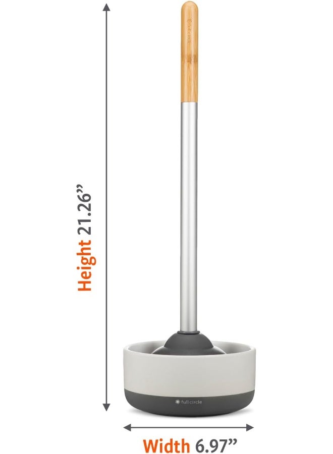 Full Circle Scrub Queen – Bathroom Toilet Brush with White Ceramic Holder – Toilet Cleaning Scrubber with Long Handle and Replaceable Head - Image 3