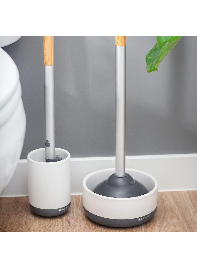 Full Circle Scrub Queen – Bathroom Toilet Brush with White Ceramic Holder – Toilet Cleaning Scrubber with Long Handle and Replaceable Head - Image 2